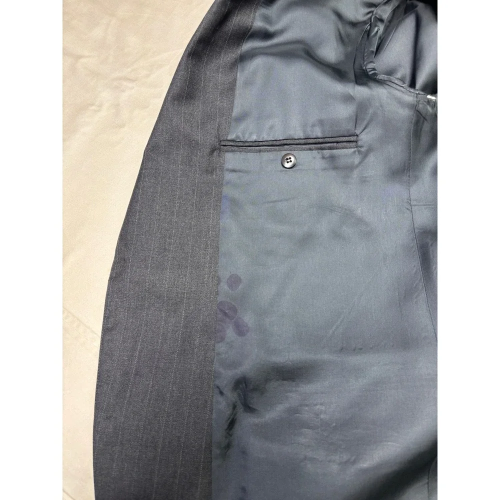 J. Press Parker Mens 43R Wool Pinstripe Blazer Jacket Charcoal Grey‎ Made Canada